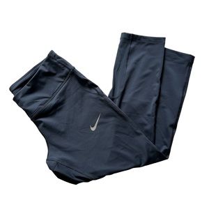 Nike Leggings Dri-Fit Running Capri With Zip Pocket Diffused Blue Running Tights